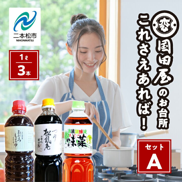 【ふるさと納税】 お台所、これさえあればセットA 調味料 つゆ 調理 素麺 蕎麦 うどん めんつゆ タレ 醤油 しょうゆ 麺つゆ だし 煮物 漬物 セット 詰め合わせ おすすめ お中元 お歳暮 ギフト 二本松市 ふくしま 福島県 送料無料 【国田屋醸造】