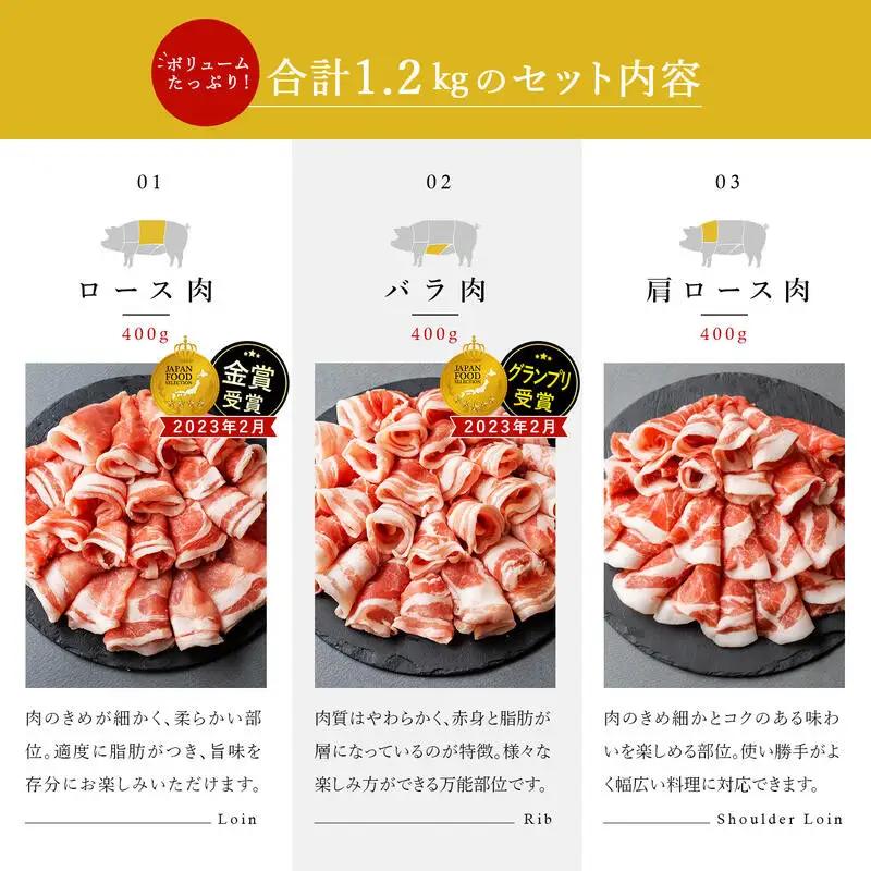【ふるさと納税限定】豚肉 豚しゃぶセット 合計1.2kg 冷凍 豚肉