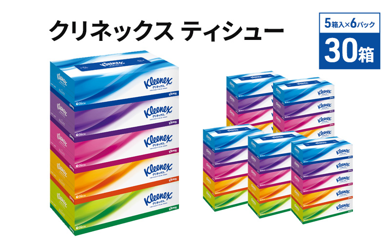 ティッシュ クリネックス 30箱 (5箱×6パック) ティッシュペーパー ティシュー ティシューペーパーボックスティッシュ ボックスティシュー ティシュ ティシュペーパー 日用品 消耗品 生活用品 生活必需品 まとめ買い 防災 宮城県 岩沼市