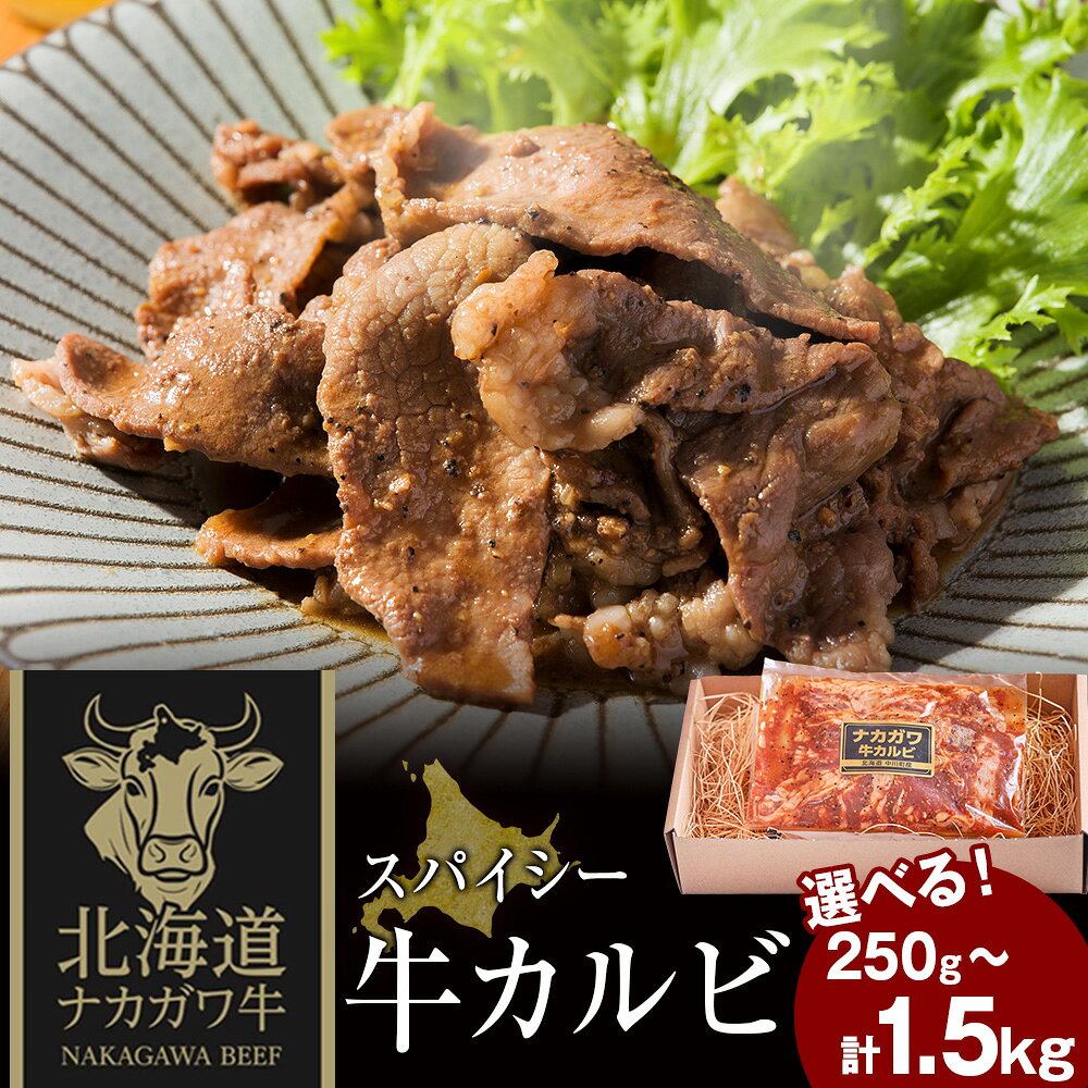 【ふるさと納税】ナカガワ牛カルビ(スパイシー) 250g×1 選べる計250g～計1500g 1パック250gカルビ 牛肉 焼肉 肉料理 個別包装 小分け 北海道ふるさと納税 中川町 ふるさと納税 北海道