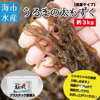 ふるさと納税 うるま市 海市水産から直送する「うるまの太もずく約3kg(塩蔵)」沖縄もずく