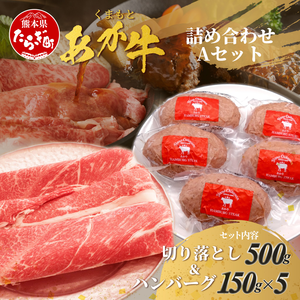 くまもとあか牛詰合せA 《 切り落とし・ハンバーグ 》 計1.25kg あか牛 牛肉 切り落とし ハンバーグ 和牛 ジューシー ヘルシー 贅沢