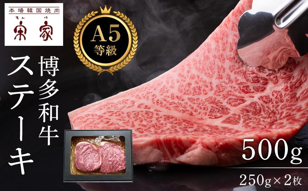 
            Ａ５等級博多和牛ステーキ 500ｇ（250g×2枚）【牛肉 肉 博多和牛 和牛 ステーキ 黒毛和牛 A5 国産 福岡 九州 博多 福岡県 大任町 H008】
          