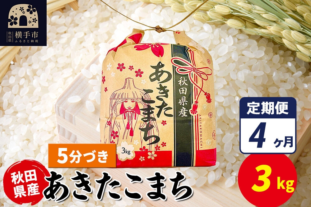 
                  《定期便4ヶ月》あきたこまち 3kg×1袋【5分づき】令和7年産 秋田県産 こまちライン [こまちライン あきたこまち ブランド米 お米 5分搗き 精米 米どころ 秋田 秋田県産]
                