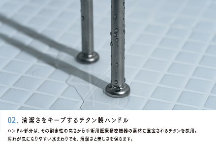 adelie 舌ブラシセット (ハンドル1本＋替え舌ブラシ1個)　チタンシルバー