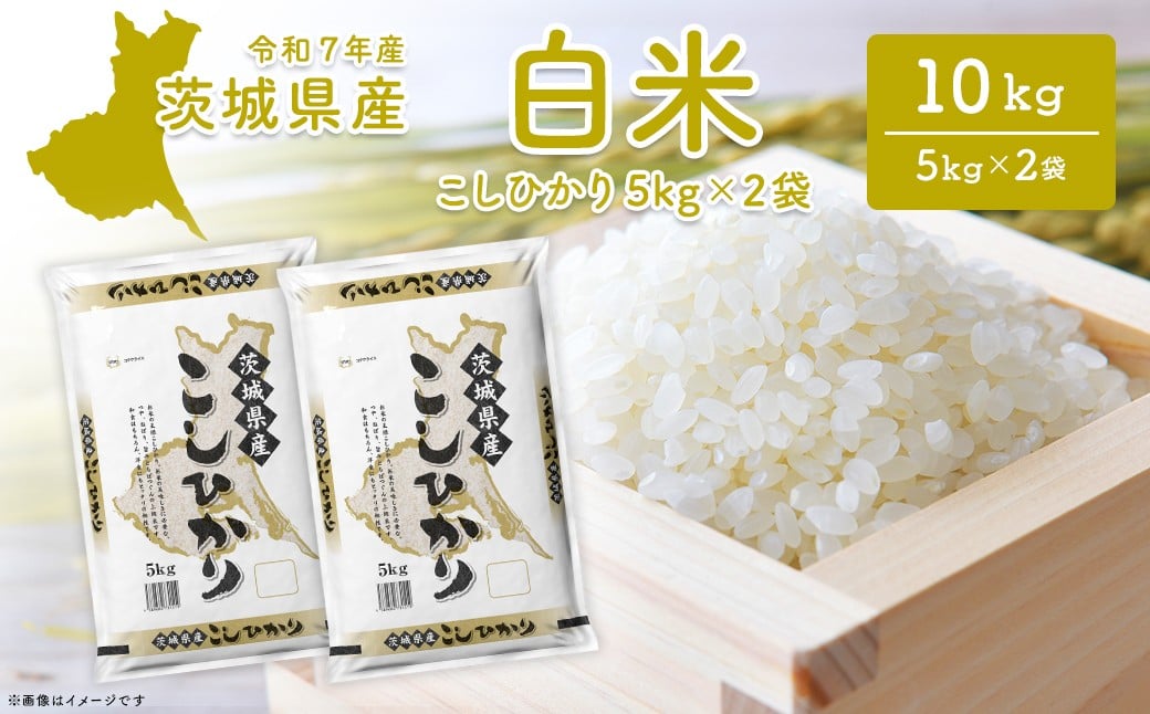 
            【令和7年産/白米】 茨城県産コシヒカリ 10kg (5kg×2袋) K2654
          