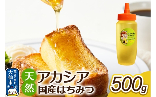 はちみつ【天然 アカシア】500g【でんのうさん家】秋田県大仙市産 [蜂蜜 純粋 アカシヤ あかしあ 秋田県産]