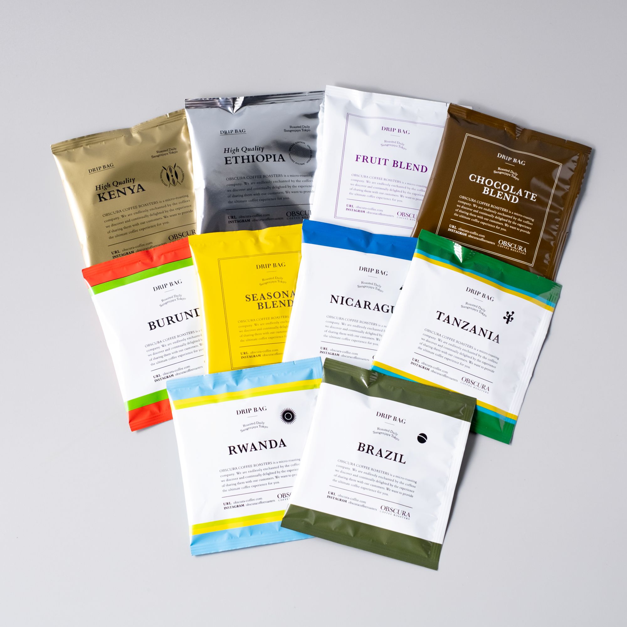 OBSCURAのDrip Bag 10種セット（10袋入り）【飲料類 飲み物 コーヒー ドリップパック 飲み比べ シェア おすそ分け 自宅用 オフィス アウトドア カフェ ギフト プレゼント 贈り物 】