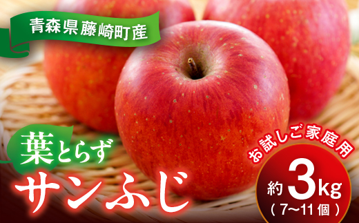 【先行予約】葉とらず サンふじ 約3kg（7～11個）お試し家庭用 青森りんご リンゴ 林檎 アップル 果物 くだもの フルーツ  F41-0099