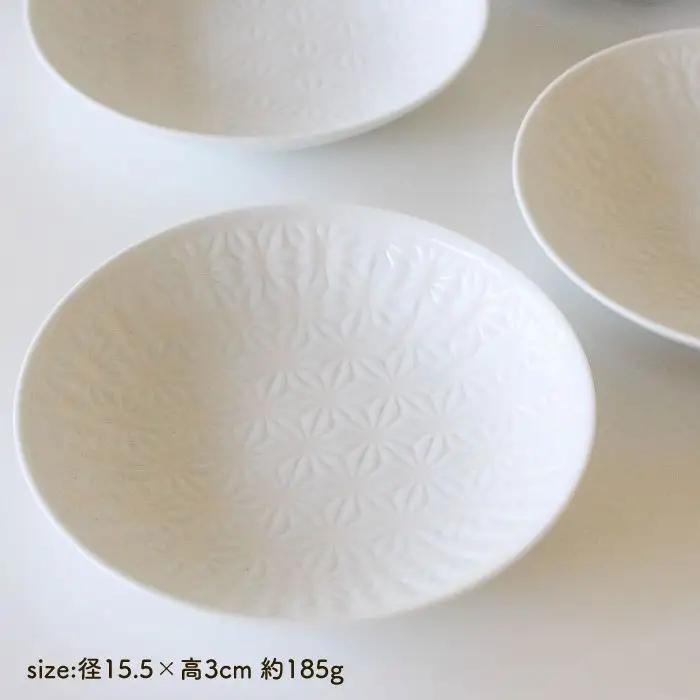 【波佐見焼】麻の葉シリーズ 15.5cm プレート M ホワイト 5枚セット 皿 【陶芸ゆたか】 [VA48]  波佐見焼
