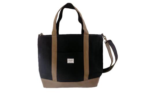 ⑥ショルダー付き２ＷＡＹトート Ｌ　ブラック×チョコ（黒ベース）  【AS2D14-6】 HYLON