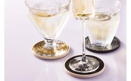 【水戸岡 鋭治氏デザイン】ユニメットワンコースター ステンレストップ (真鍮メッキ) アコヤベース 1個セット 【KUMIKO+アコヤブラック】