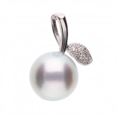 ふるさと納税 神戸市 【姫果】無調色 スカイブルー アコヤ真珠 ダイヤモンド PT900 プラチナ ペンダントトップ