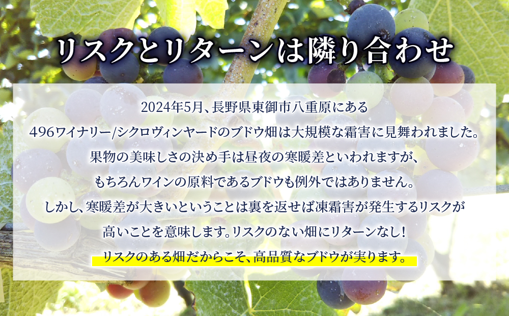 凍霜害 応援? 日本ワイン史上、初!? アルコール15％の特別なワイン