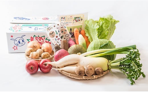 シールを使って子どもも楽しく！写真の野菜はイメージです。季節によって野菜は変わります。