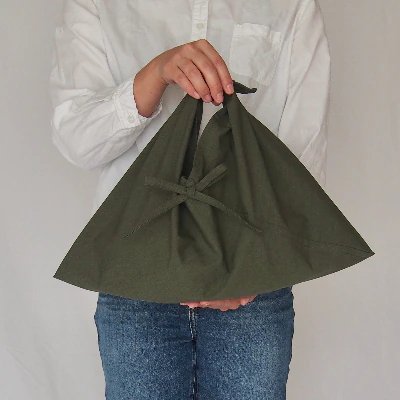 あづま袋 (エコバッグ) カラー カーキ Mサイズ 1セット ／ Maco サブバッグ 風呂敷 手ぬぐい 奈良県 田原本町