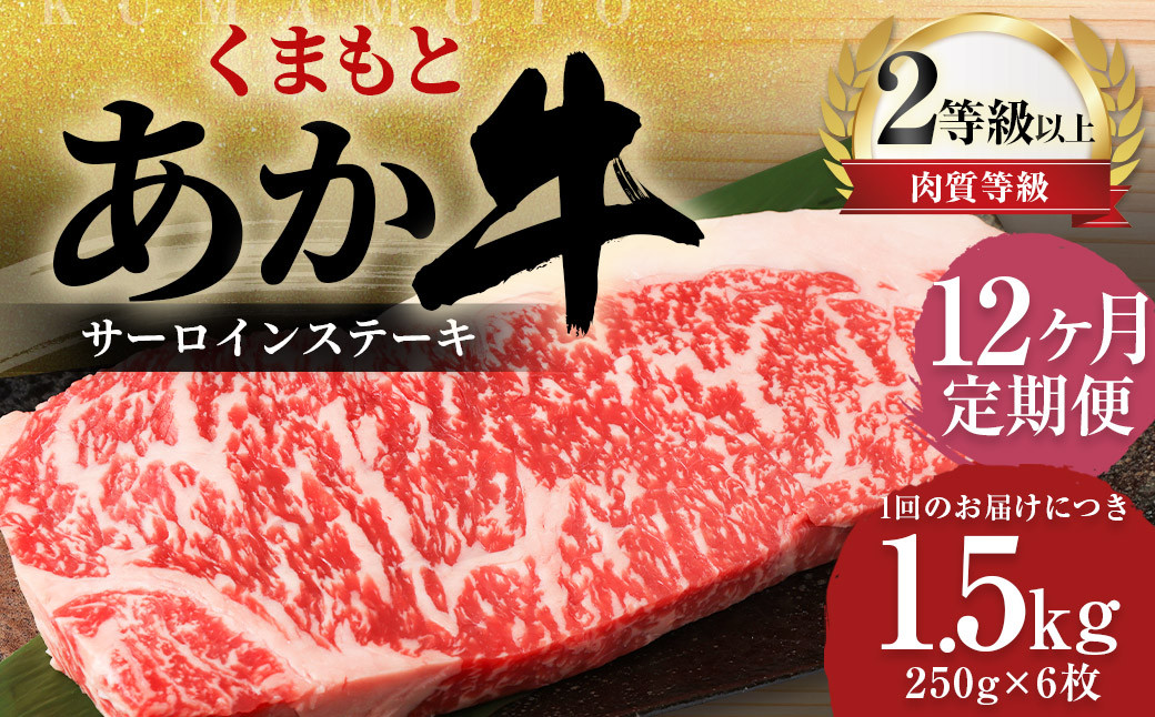 
                  ＜ R8年熊本地震復興支援 ＞【12ヶ月定期便】 くまもと あか牛 サーロイン 1.5kg（250g×6枚） 牛肉 牛 肉
                