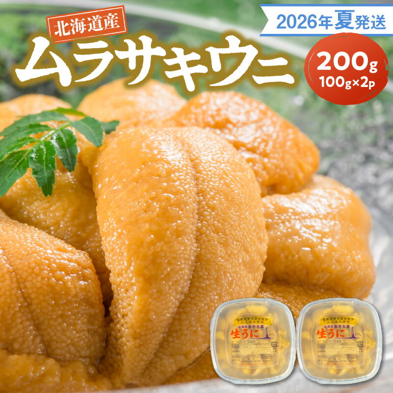 【ふるさと納税】【2026年夏発送】 塩水ウニ 【 ムラサキウニ 】 100g × 2パック 計 200g 北海道余市町産 冷蔵 生うに うに 海産物 魚介類 北海道産 余市産 甘味 強い 後味 爽やか 送料無料