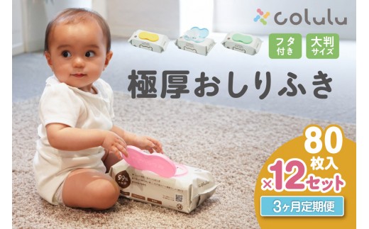 
                  おしり拭き 80枚入り 12個セット×３ヶ月定期便（3464）
                