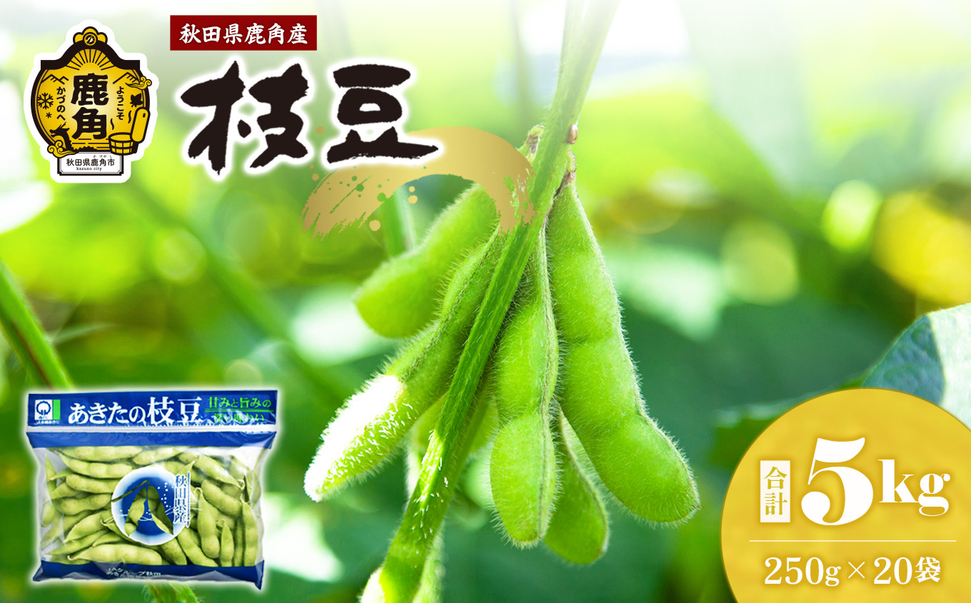 
                  《 先行予約 》 秋田県鹿角市産 枝豆 5kg（250g×20袋）【トライズ】 ●2026年7月下旬発送開始 秋田県特別栽培農法 採れたて えだまめ 小分け えだ豆 産地直送 農家直送 旬 新鮮 甘い 県産 国産 秋田県 あきた 鹿角市 鹿角 送料無料 
                