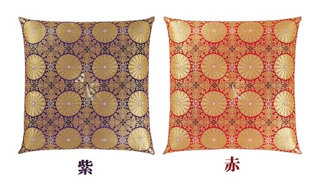 御前座布団 茶胴三丁四釜 67×68cm インテリア 織物 民芸品 工芸品 伝統技術  赤