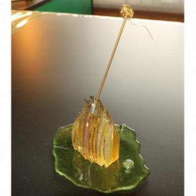 ふるさと納税 京丹後市 ガラス製 お香立て 『PEACE・願い』 金箔 (お香立て・真鍮棒・受け台セット)ギフトにもおすすめ |  | 01