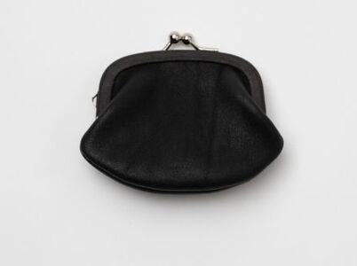 徳島で染め上げた革製品【泥染】がま口財布 S（小銭・小物入れ）