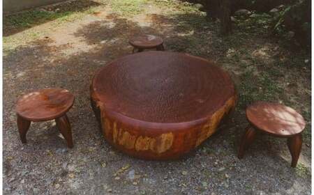 【1点限り】『秦心工房』ブビンガかたまりテーブル＜配送不可：北海道・沖縄・離島＞ 工芸品 手作り ハンドメイド 手仕事 手彫り テーブル インテリア 貴重 ブビンガ 家具 職人技 福岡県 八女市 116-003