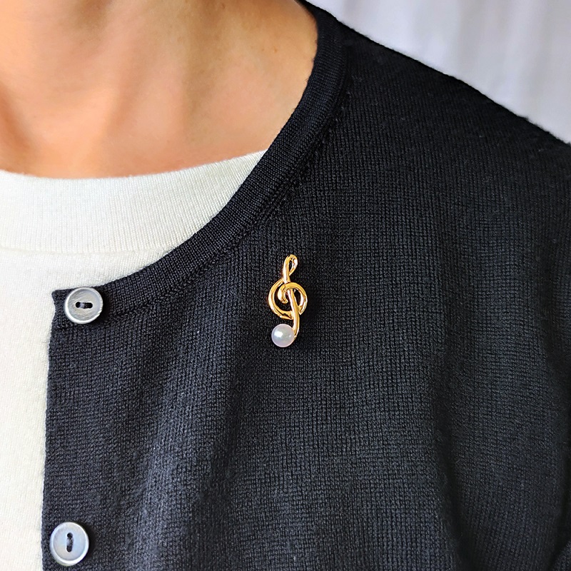 【K18】ト音記号タックブローチ/K18B1581