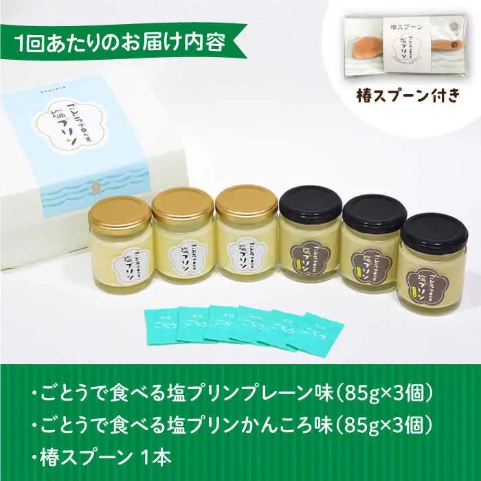 【全3回定期便】ごとうで食べる塩プリン6個 椿スプーン付き[RBA048] プリン スイーツ 塩 定期便 プリン スイーツ 塩 定期便 プリン スイーツ 塩 定期便 プリン スイーツ 塩 定期便九州 