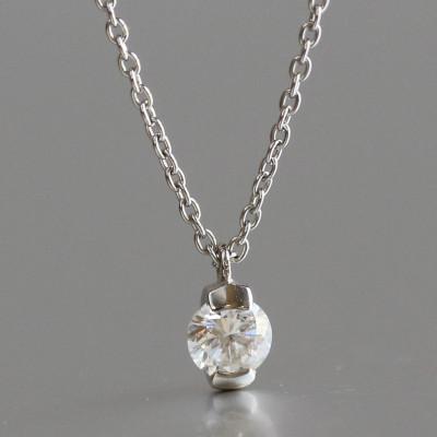 ふるさと納税 大津市 プラチナ900【0.2ct ラボダイヤモンドネックレス】ハーフベゼル 未来の輝き 一粒ペンダント