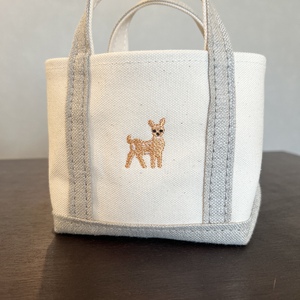 《Milih×NARA》キャンバス×麻のマイクロミニトート　バンビ刺繍　15-072