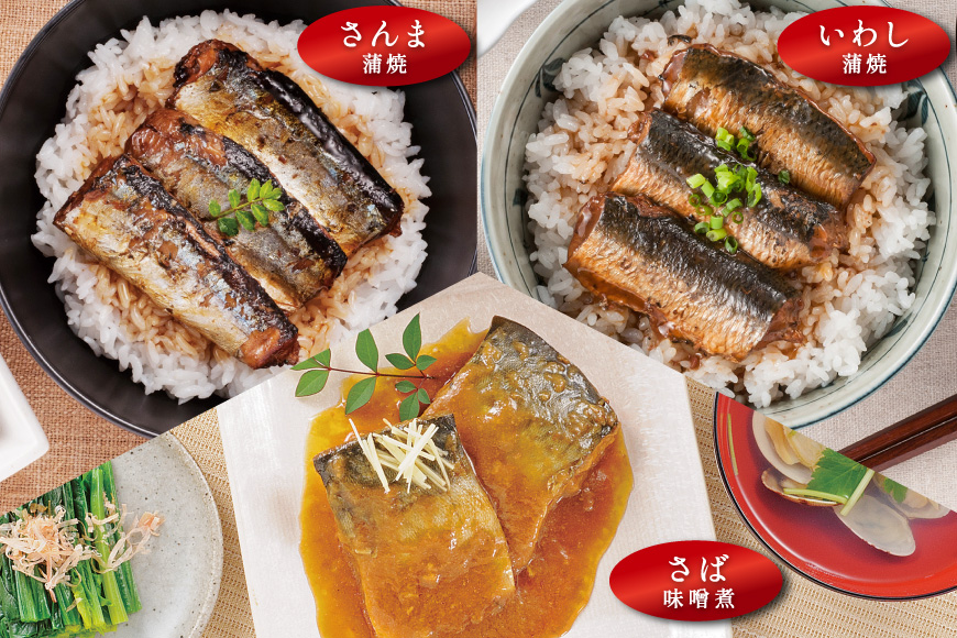 三陸食堂 煮魚 惣菜 セット 7種 9パック [阿部長商店 宮城県 気仙沼市 20565439] 簡単調理 レトルト 魚 レンジ 長期保存 魚料理 和食 常温保存 さんま いわし かつお ぶり めかじ