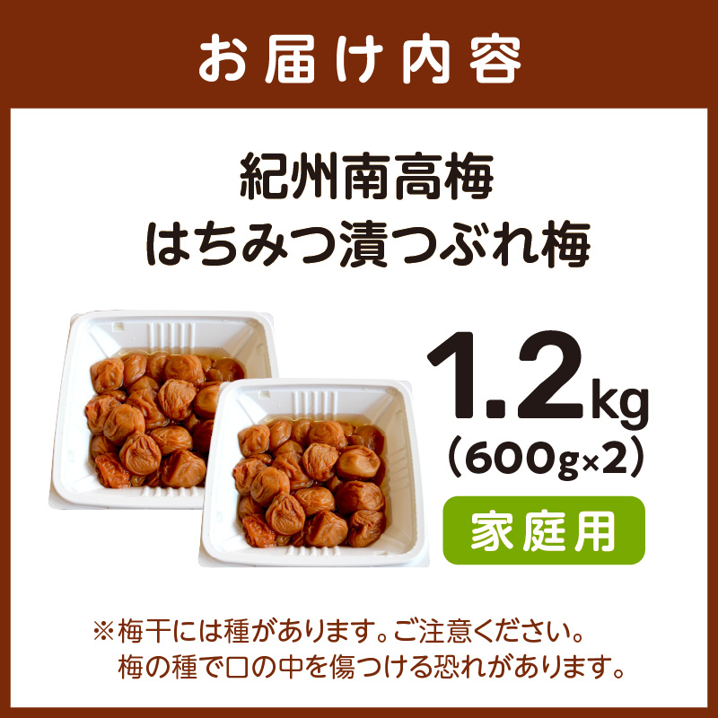 【1190-1】紀州南高梅　はちみつ漬つぶれ梅600ｇ×2