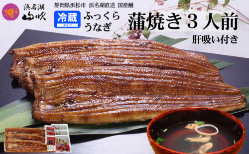 うなぎ 国産 長蒲焼き 3尾 ＆ 肝吸い セット 小分け うなぎ蒲焼 国産うなぎ 惣菜 おかず ギフト 贈答 贈答品 土用の丑の日 丑の日 レンジ調理 レンチン 蒲焼き ウナギ 鰻 肝 真空パック 冷蔵 冷蔵配送 静岡 浜松市