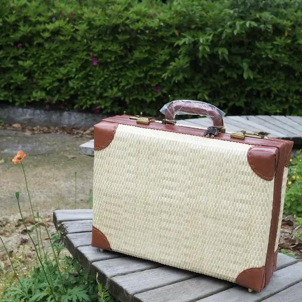 柳行李 行李アタッシュケース 中 赤茶【伝統工芸士作】