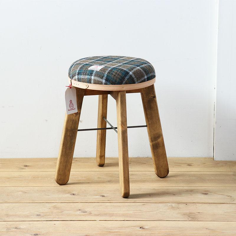 ハイスツール 【カーキ＆ブルーチェック】HARRIS TWEED（ハリスツイード） 家具 Z097VC01_イメージ2