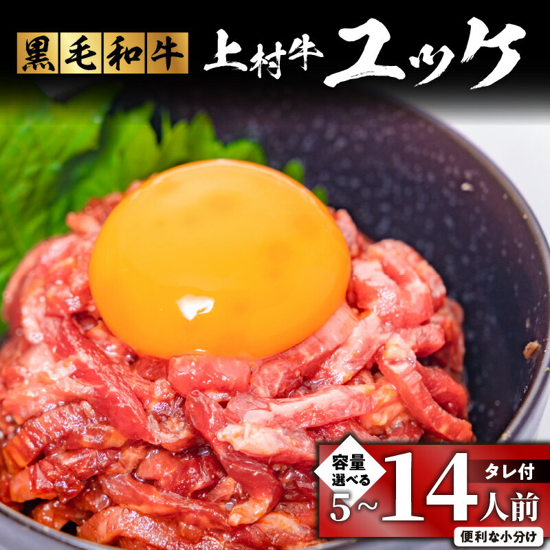 【ふるさと納税】＜選べる＞ 自社 ブランド牛【 上村牛 】 ユッケ 5 〜 14人前 生肉 生食用 肉 牛 赤身 ユッケ丼 タレつき ビビンバ ビール つまみ 国産 美味しい ジューシー とろける サシ コク 小分け 冷凍 新鮮 鹿児島 鹿児島市 おすすめ ランキング プレゼント ギフト