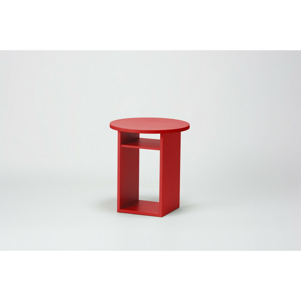 【ふるさと納税】旭川家具 コサイン ボックスサイドテーブル レッド【旭川家具 北海道 旭川市 木製 家具 丸テーブル　サイドテーブル シンプル 手作り 北欧 おしゃれ 天然木 無垢 】_05972