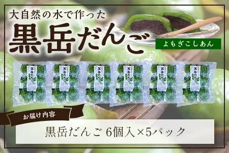 だんご 黒岳だんご 6個入×5P 計30個 冷凍｜団子 和菓子 お菓子 あんこ こしあん よもぎ 米粉 手作り 個包装 大容量 もろっこはうす 宮崎県 諸塚村 MO-04