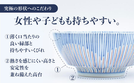 【有田焼】究極のラーメン鉢 レンゲセット 花十草 青赤 ペア / 焼物 ラーメン鉢 丼ぶり / 株式会社まるぶん [41APCD054]