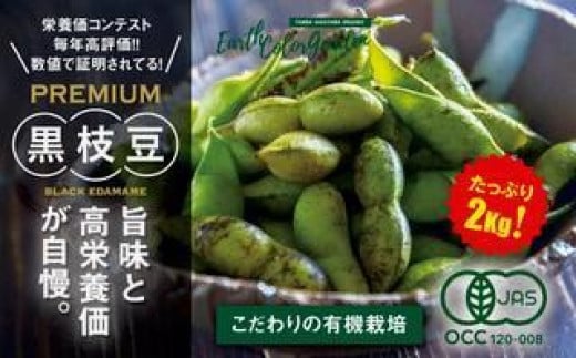 【先行受付】2024年10月発送★丹波篠山産　有機黒枝豆　たっぷり２ｋｇ!(1ｋｇ×２袋）