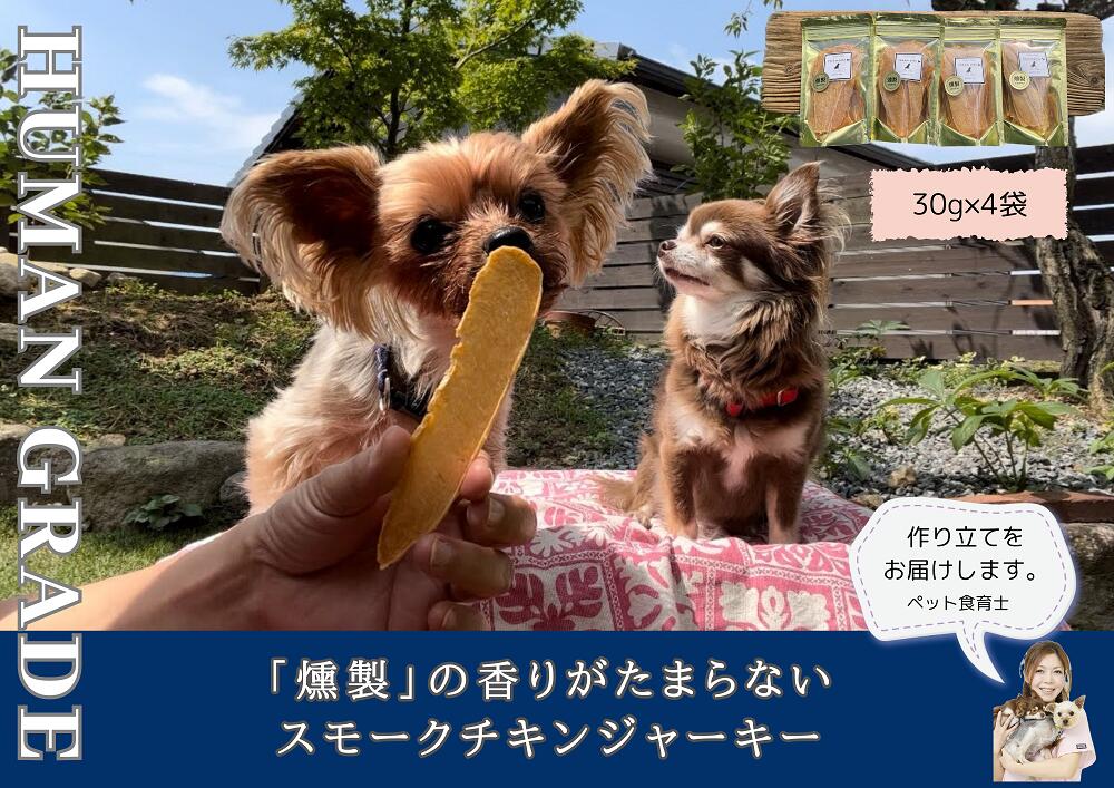 【ふるさと納税】犬の無添加おやつ☆燻製の香りがたまらないスモークチキンジャーキー（FB150）