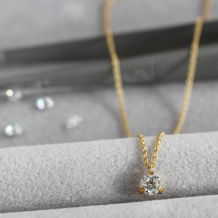 【ふるさと納税】サステナブルなジュエリーを ラボグロウンダイヤモンド K18 ネックレス 0.2ct 3点留め　LAB-K18-010