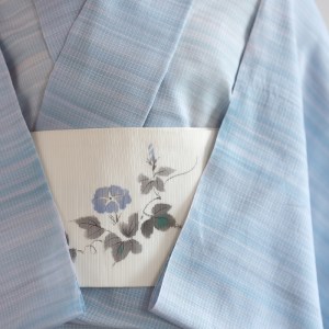 手染め 浴衣・夏着物「小暑　しょうしょ」「シケ染め」水色 オーダーメイド 引き染め