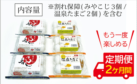 【定期便】［2ヵ月連続］伝承卵「みやこじ」18個（15個＋卵割れ補償3個）と「温泉たまご」12個（10個＋卵割れ補償2個）の詰合せ No.435
