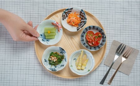 【波佐見焼】古染絵変り なぶり小付揃 小鉢 5点セット 食器 皿 【西海陶器】1 20602 [OA246] 