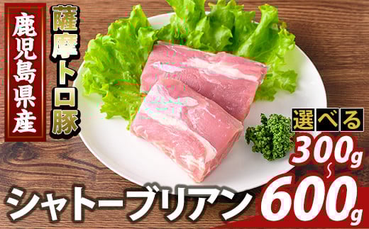 
            K-487 ＜選べる容量＞鹿児島県産 薩摩トロ豚 シャトーブリアン(計300g～600g)【ふるさと産直バザール】霧島市 シャトーブリアン ヒレ肉  国産 鹿児島県産 肉 精肉
          