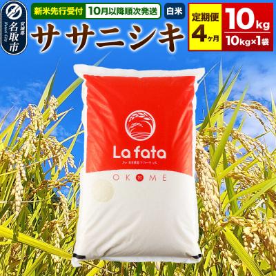 ふるさと納税 名取市 10月以降発送 定期4ヶ月 ササニシキ 10kg×1袋 令和8年産|21_lft-041004