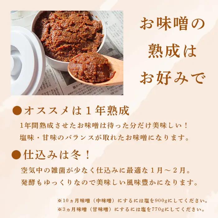 手前味噌 手作り味噌セット 出来上がり約8kg 京あわせ味噌400g付き